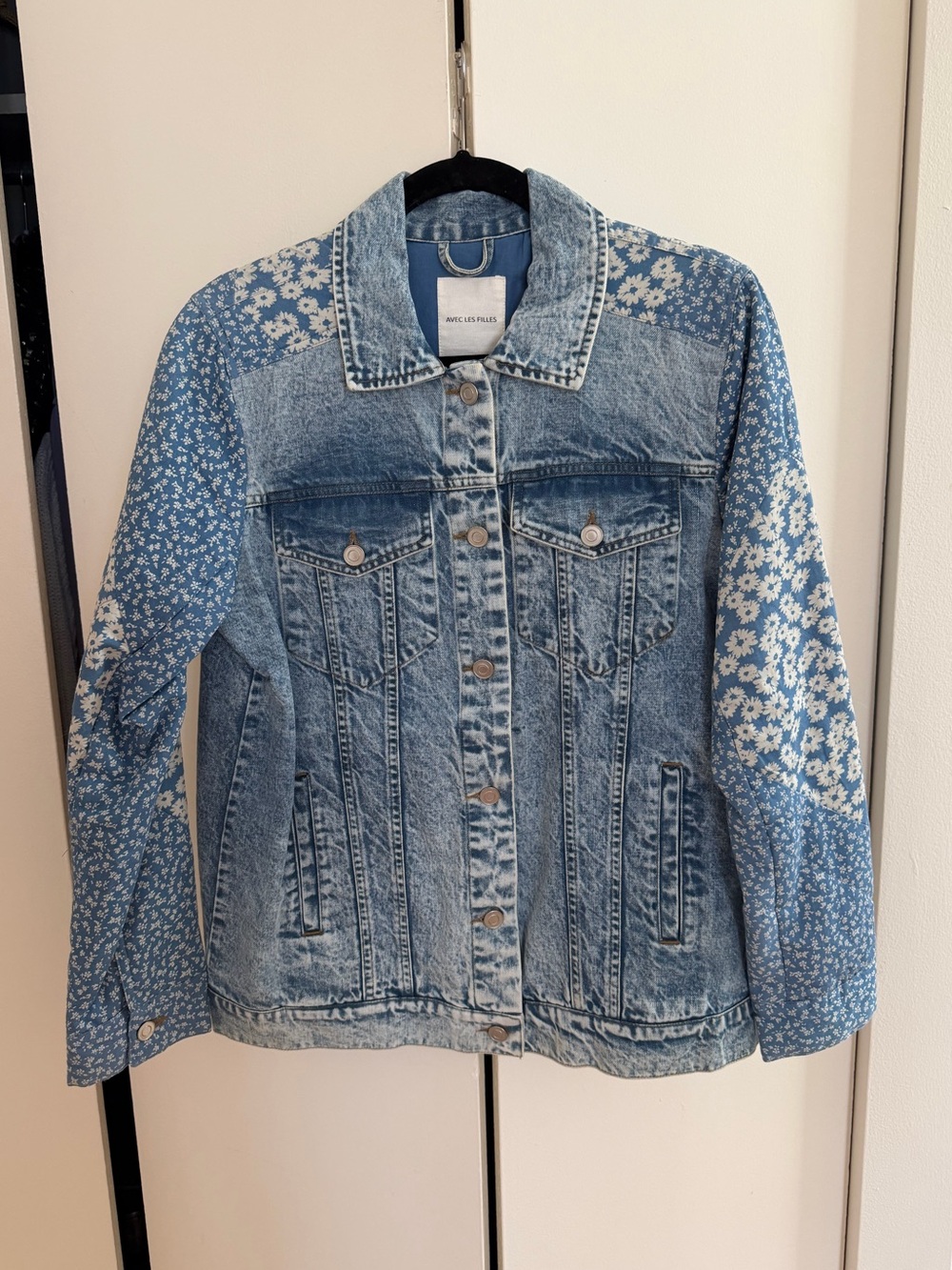 Avec Les Filles Patchwork Denim Jacket Size Small - Picture 4 of 5